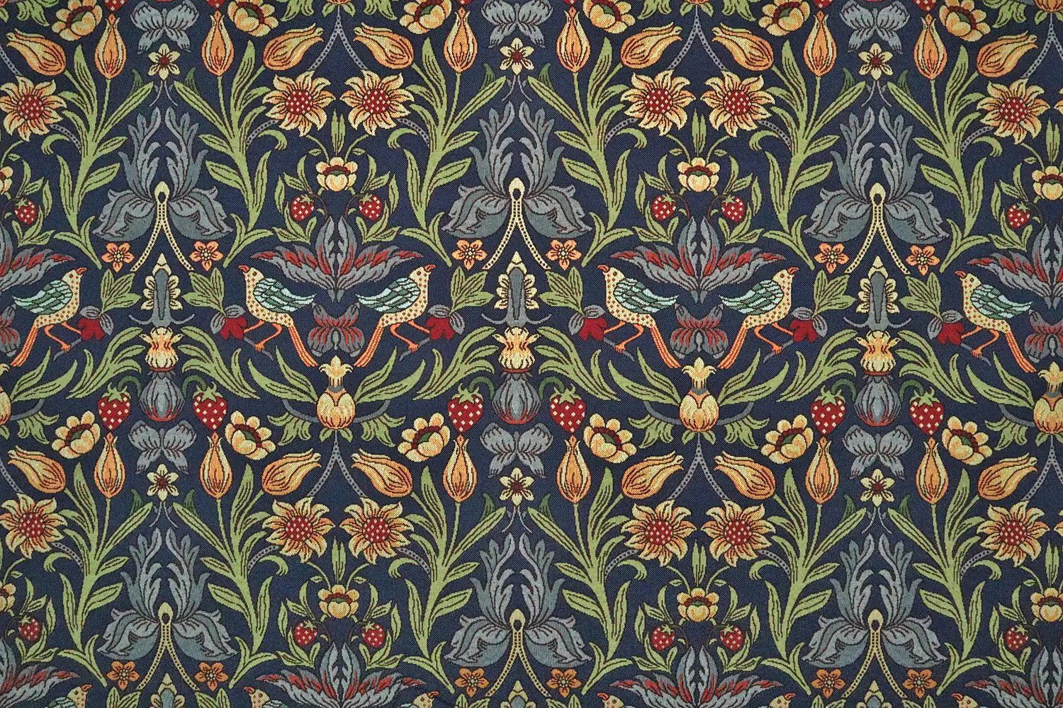 Stofferia Stoff Polsterstoff Gobelin Imperial Dunkelblau, Meterware – Bild 3 von 3