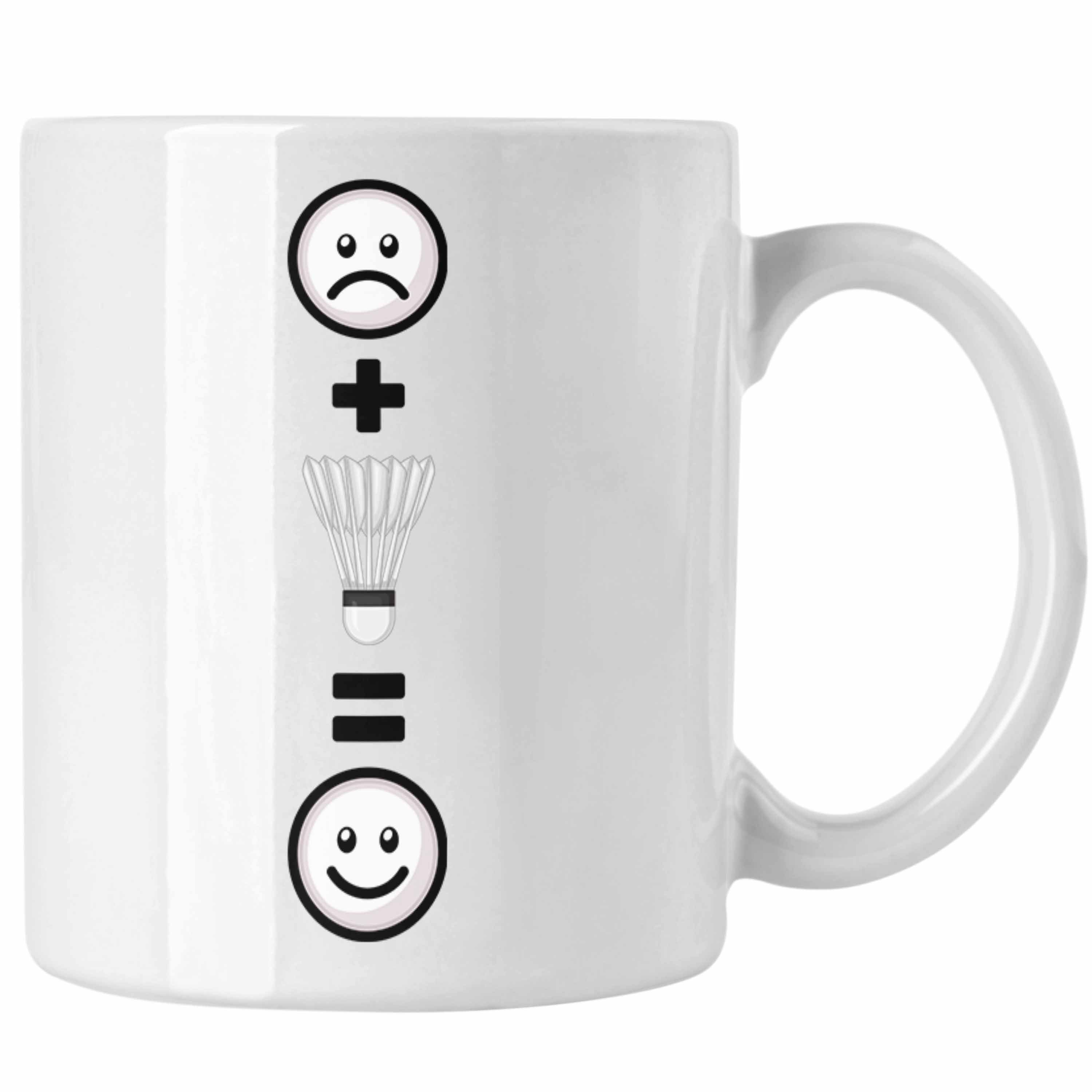 Trendation Tasse Badminton Tasse Geschenk für Badminton-Spieler Trainer Lustige Geschen Weiss