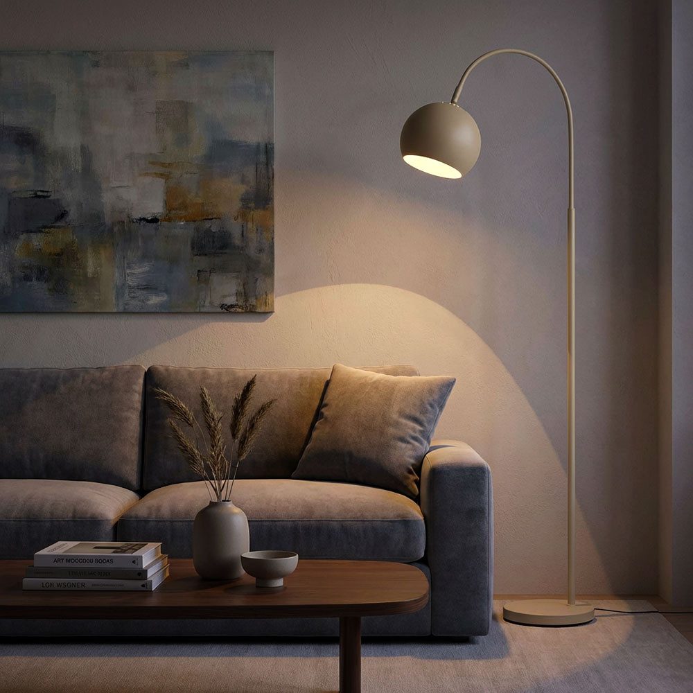 GLOBO LIGHTING Stehlampe, Leuchtmittel nicht inklusive, Stehleuchte Bogenlampe Standleuchte Kugel beweglich sandfarben E27