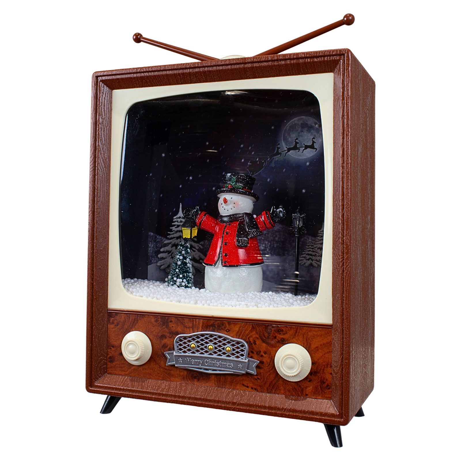 Christmas Paradise LED Laterne LED Schneelaterne Schneemann TV 30cm, schneit im Inneren, bunt-bronze