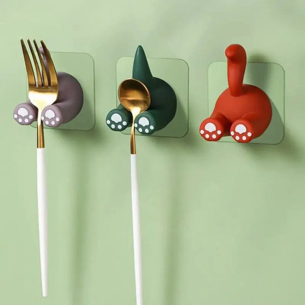 TUABUR Zahnputzbecherhalter Zahnbürstenhalter, 3 wandmontierter Cartoon-Tierhaken Stück