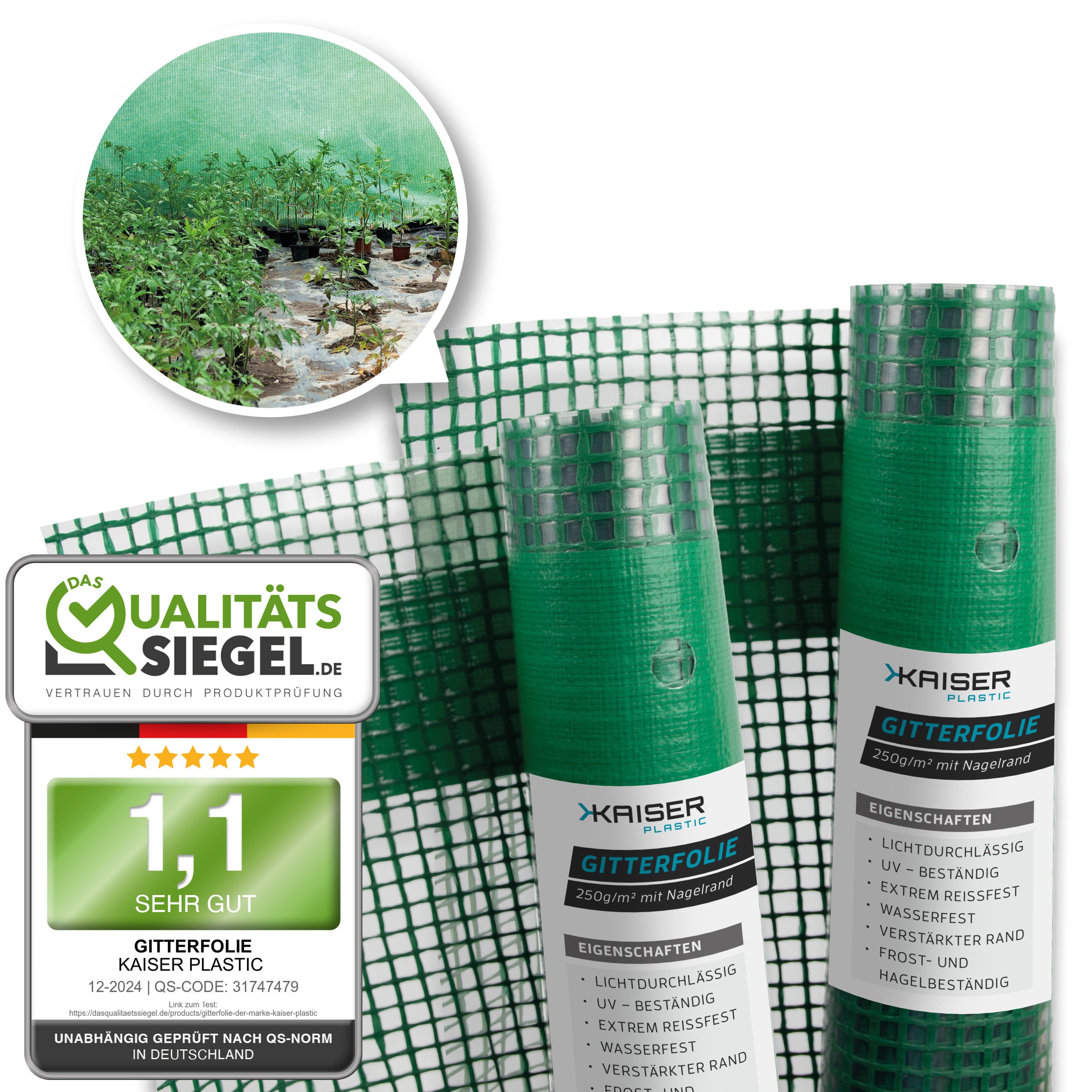 Kaiser plastic Gitterfolie - Gewächshausfolie 1,5 & 2m breite - Gartenfolie günstig online kaufen