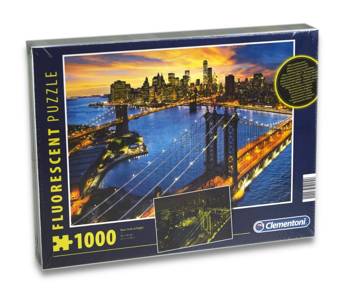 Clementoni® Steckpuzzle Puzzle - New York bei Nacht (fluoreszierend, 1000  Teile), 1000 Puzzleteile
