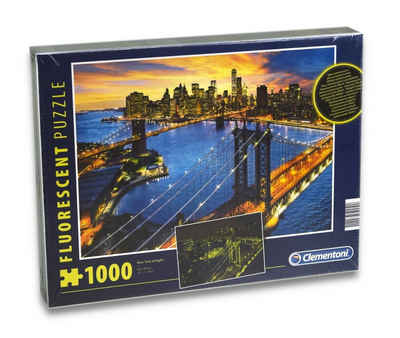 Clementoni® Puzzle Puzzle - New York bei Nacht (fluoreszierend, 1000 Teile), 1000 Puzzleteile, leuchtet