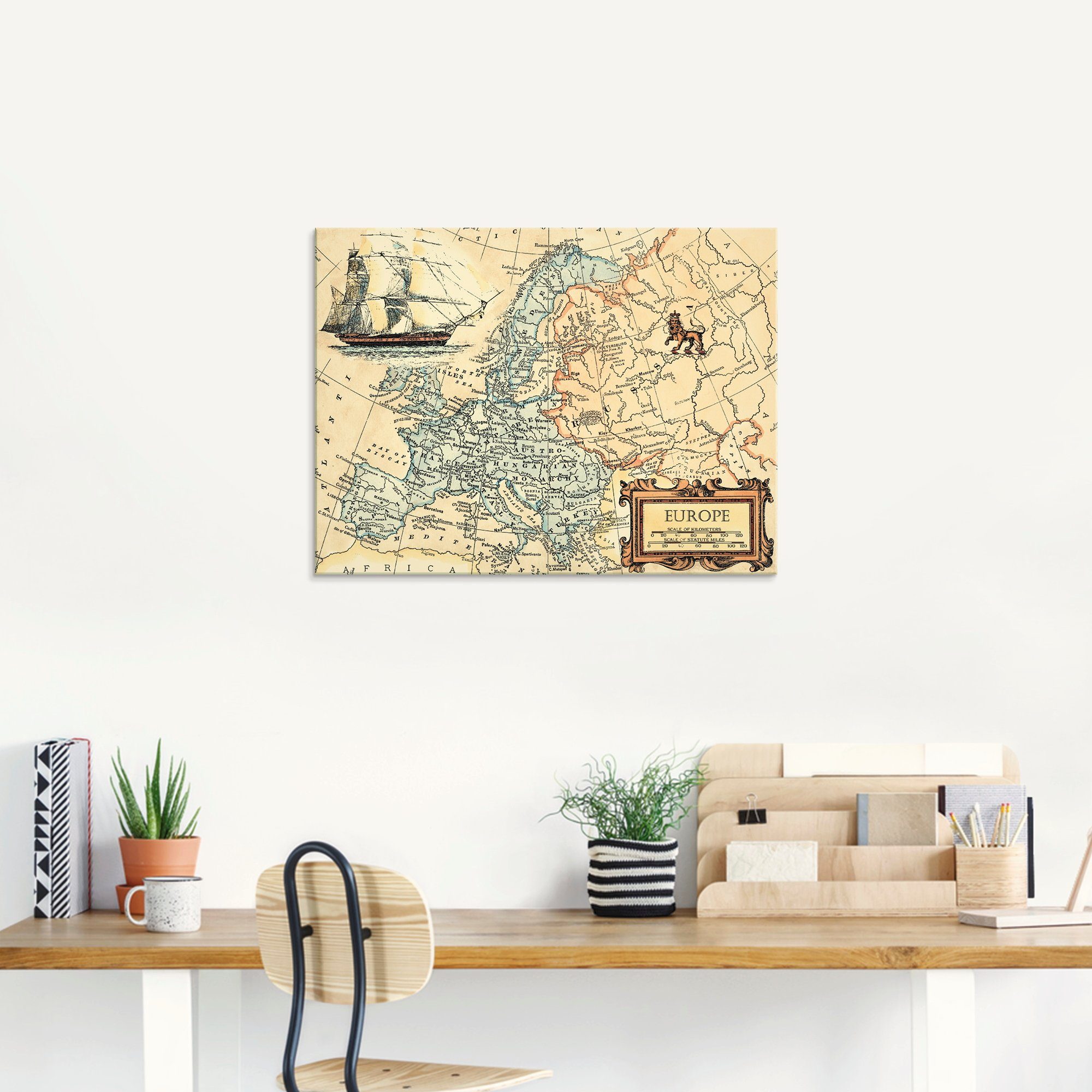 Artland Glasbild »Europakarte«, Landkarten (1 Stück)-kaufen