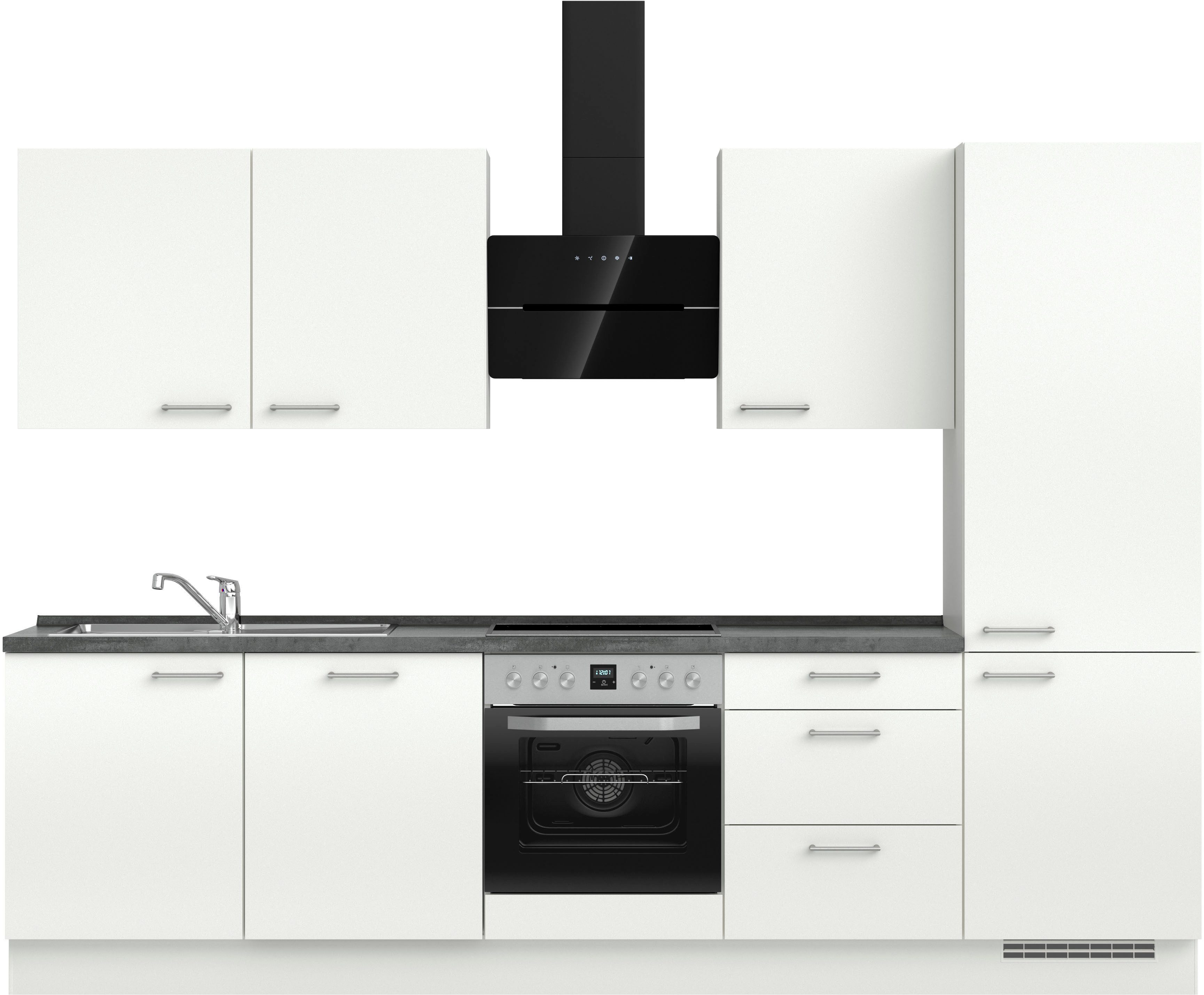 nobilia® Küchenzeile "Laser II", NEU: individuell anpassbar mit gratis Profi-Beratung, vormontiert, 300 cm breit, optional mit verschiedenen E‑Geräte-Sets
