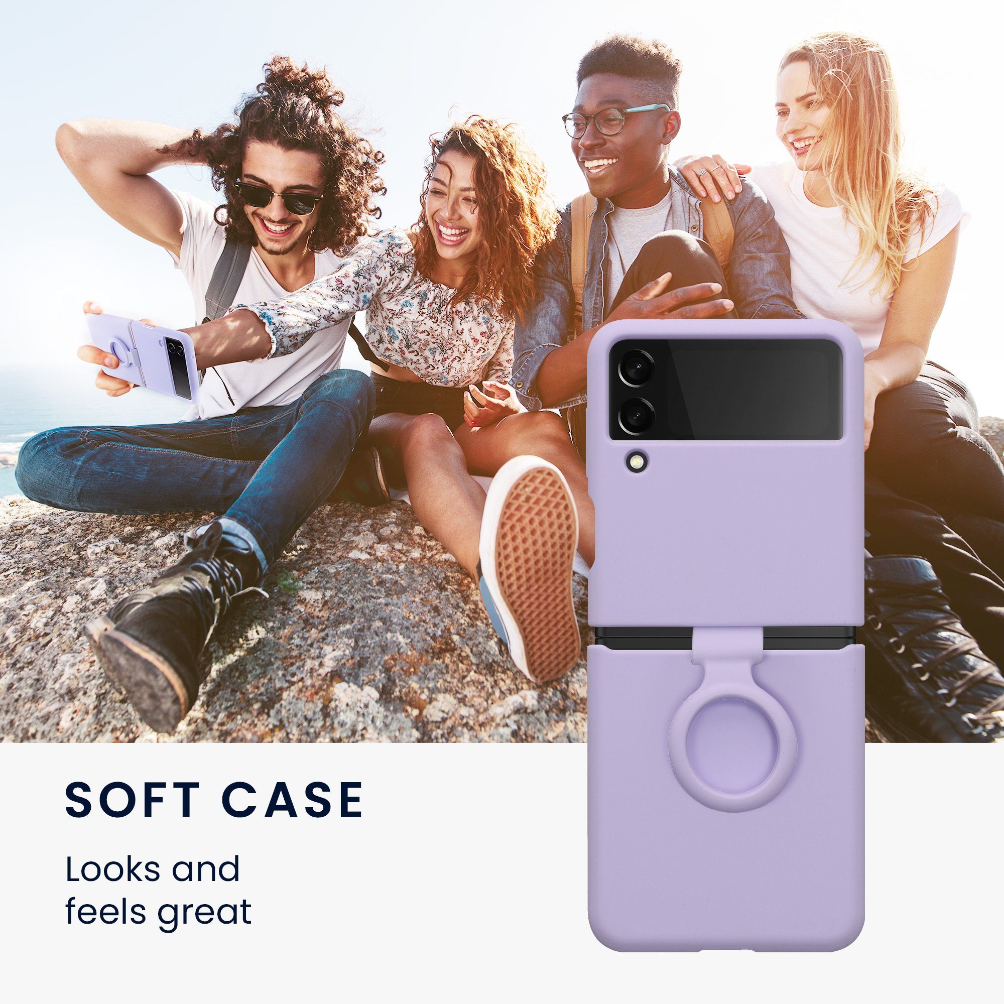 kwmobile Handyhülle Flip Soft Case für Samsung Galaxy Z Flip 3 5G, Silikon Hülle für Foldable Handy - Handyhülle in Lavendel