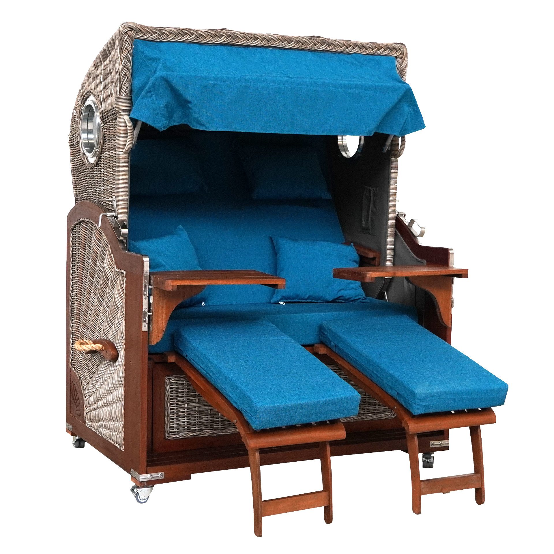 WebaVita Strandkorb Webavita Strandkorb Bali Mahagoni Blau, BxTxH: 136x95x160 cm, Strandkorb