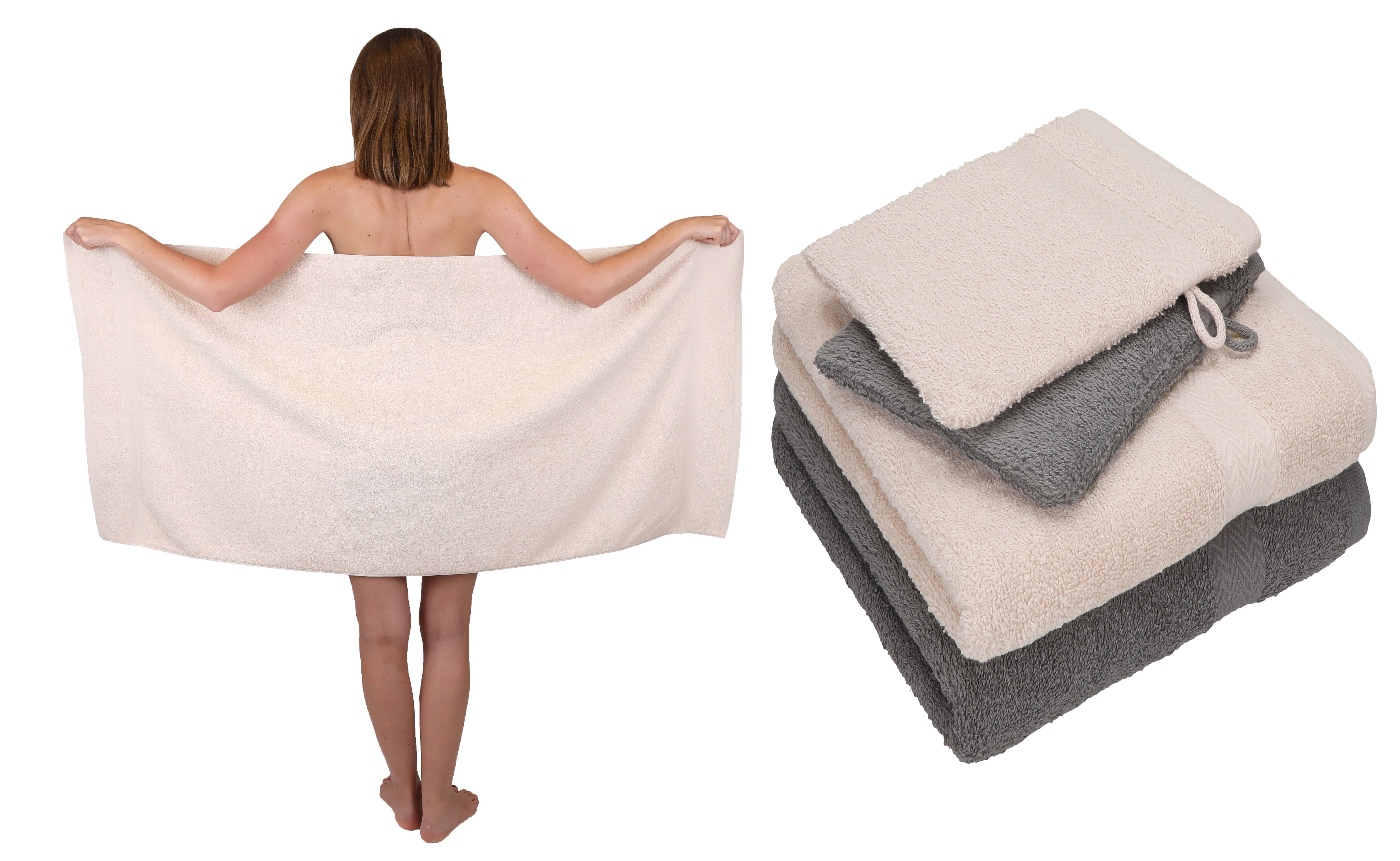 Betz Handtuch Set Betz 5 TLG. Handtuch Set Single Pack 100% Baumwolle 1 Duschtuch 2 Handtücher 2 Waschhandschuhe, Baumwolle, (5-tlg) sand