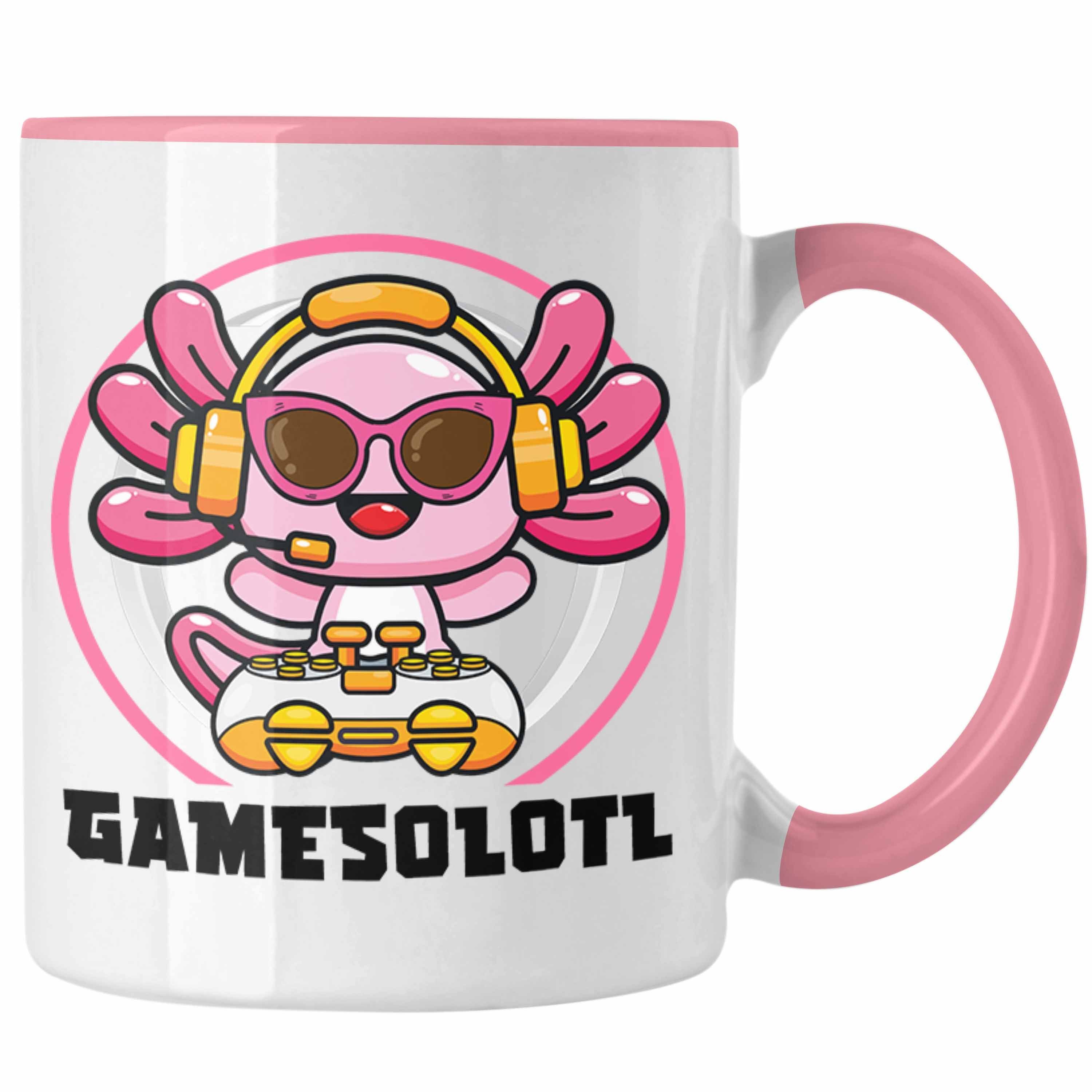 Trendation Tasse Trendation - Axolotl Tasse Grafik Lustig Geschenkidee Schwanzlurch Tiere Geschenk Gamer Rosa | Teetassen