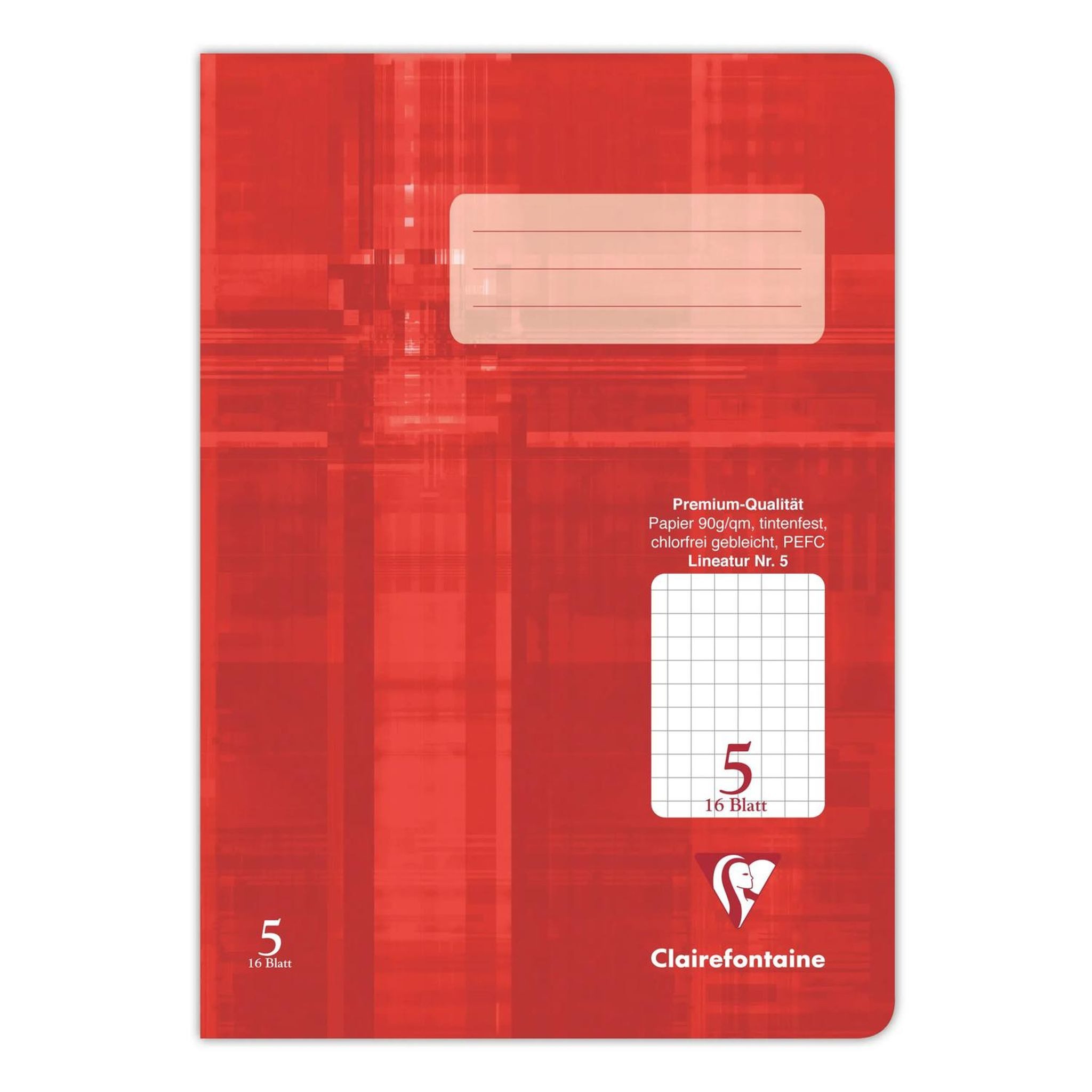 CLAIREFONTAINE Schulheft Clairefontaine Heft A5 Premium kariert 5/5mm 16Bl