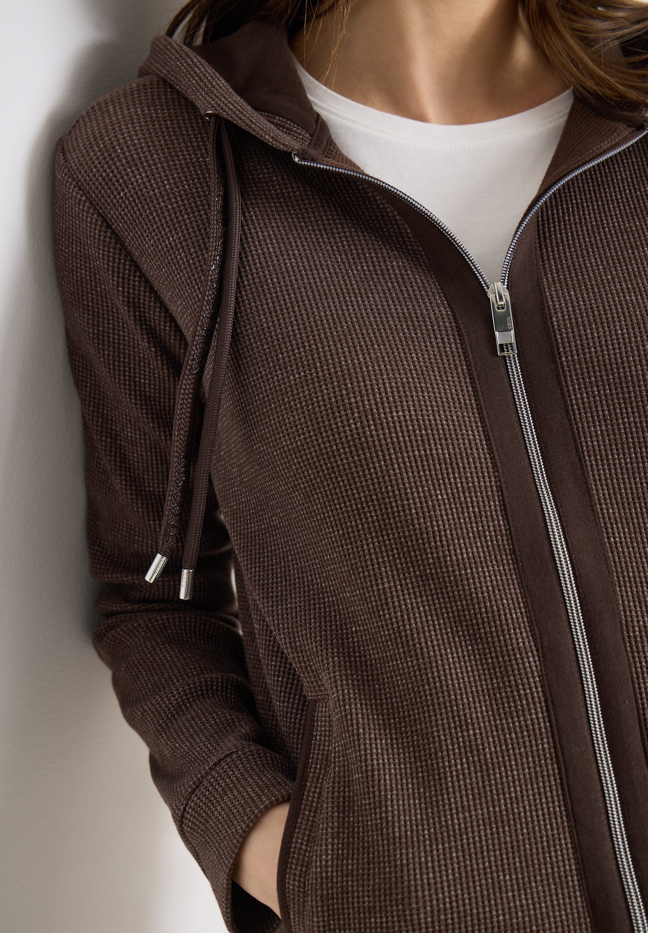 CECIL Kapuzensweatjacke mit Kapuze und Taschen