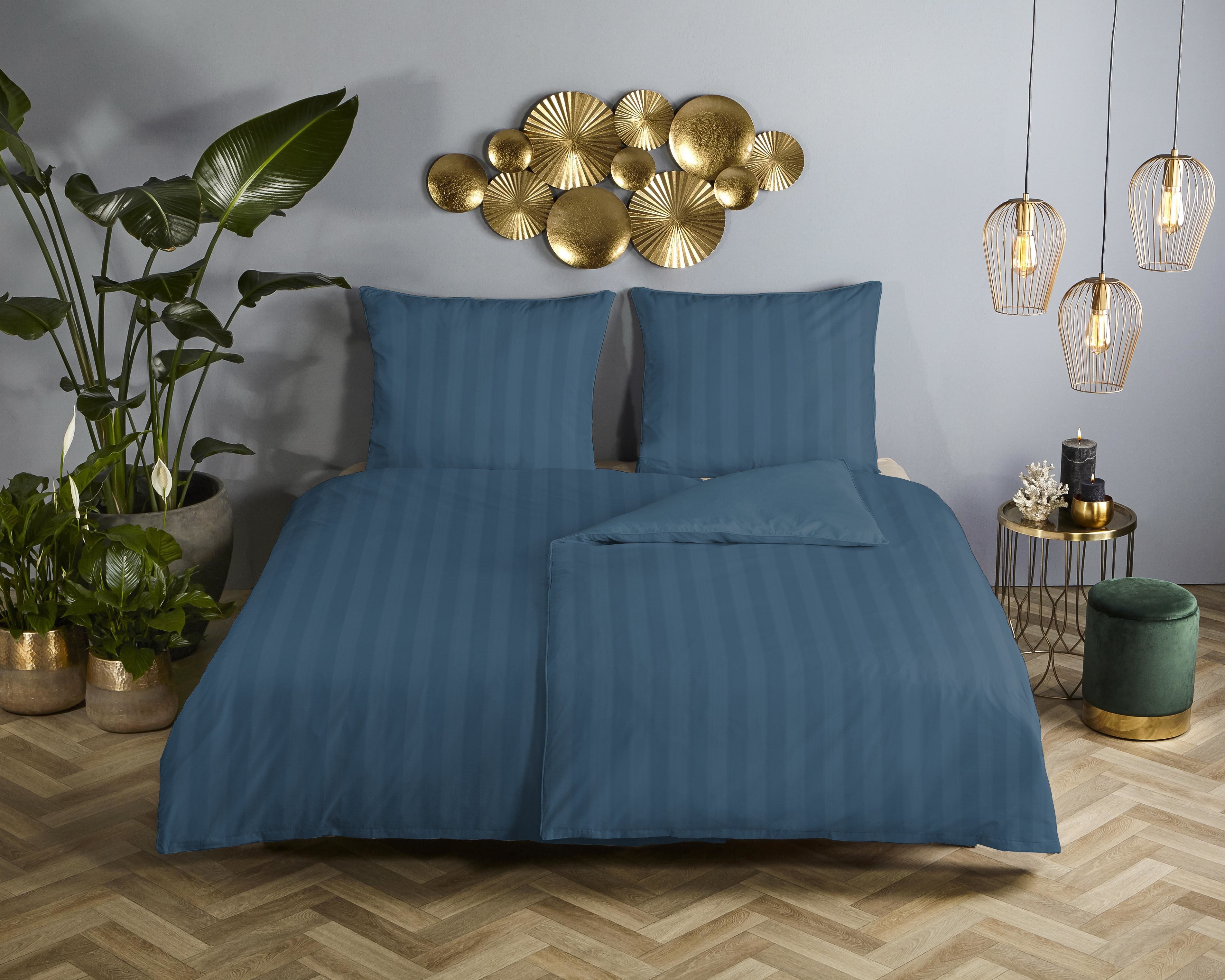 Descanso Wendebettwäsche Hotel Sevilla, Satin, 2 teilig, Satin, Reißverschluss, Wende, Luxe, Streifen, uni