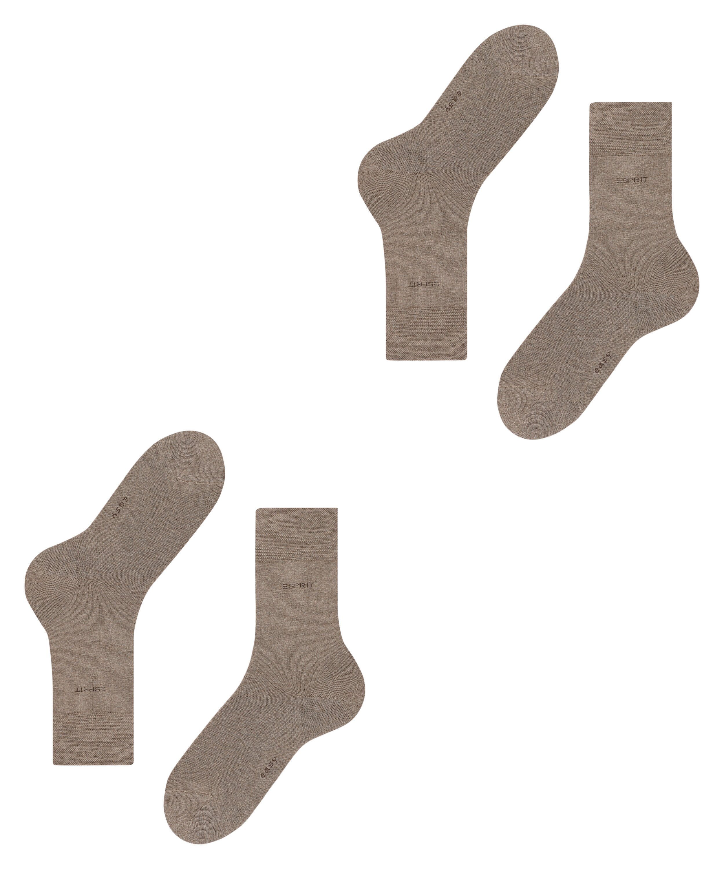 (2-Paar) (5410) Esprit Socken mel 2-Pack Basic nutmeg Easy