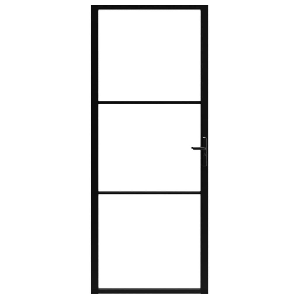 vidaXL Zimmertür 93 x 2015 cm Innentür ESG Glas und Aluminium 93x201,5 cm Schwarz