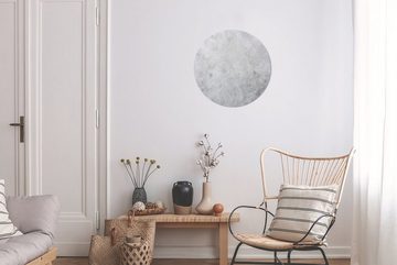 MuchoWow Gemälde Wand - Weiß - Grau, (1 St), Kreis Wanddekoration Forex, Rundes Wandbild, Wohnzimmer, 30x30 cm