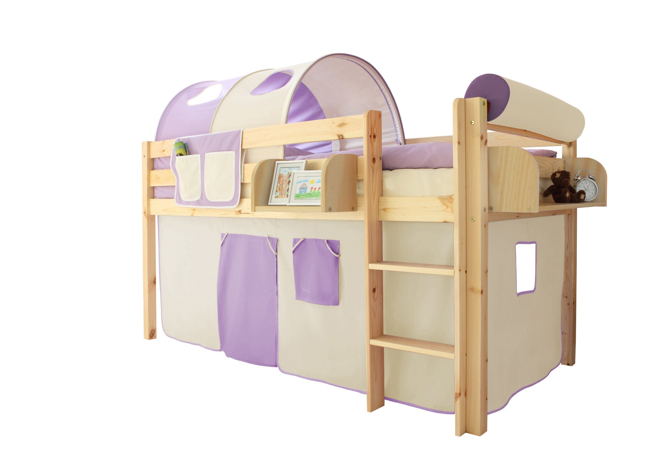 Ticaa Hochbett Hochbett "Malte" Kiefer Natur Classic