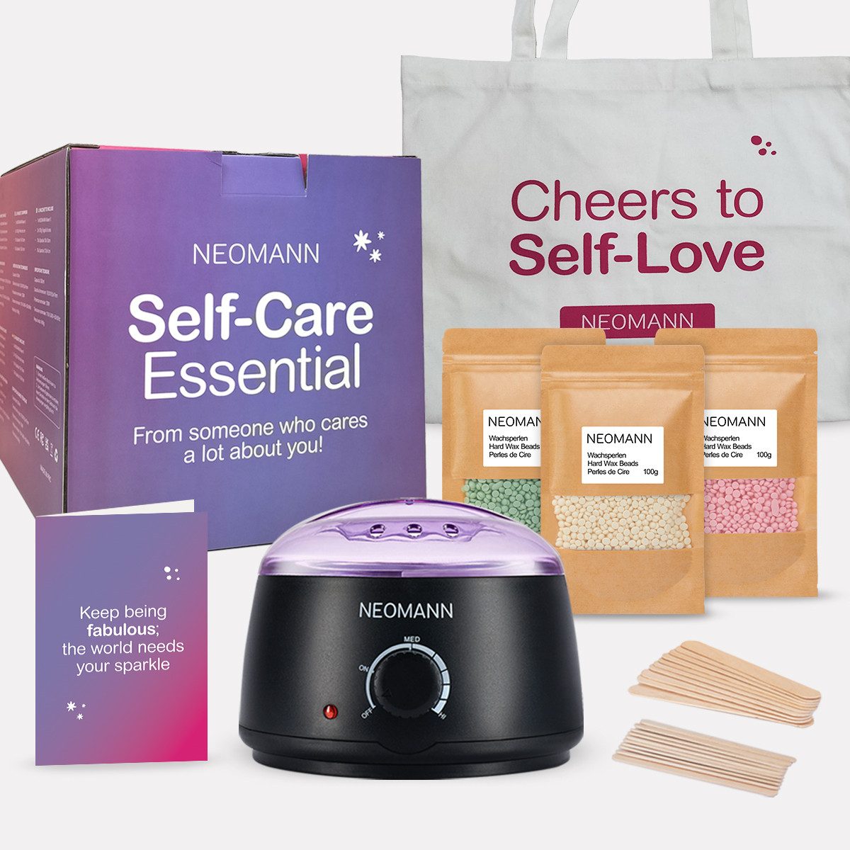 NEOMANN Warmwachs-Haarentferner Waxer II Waxing Kit für Frauen-Nicht klebend,teflonbeschichtet, Ganzkörper-Waxing