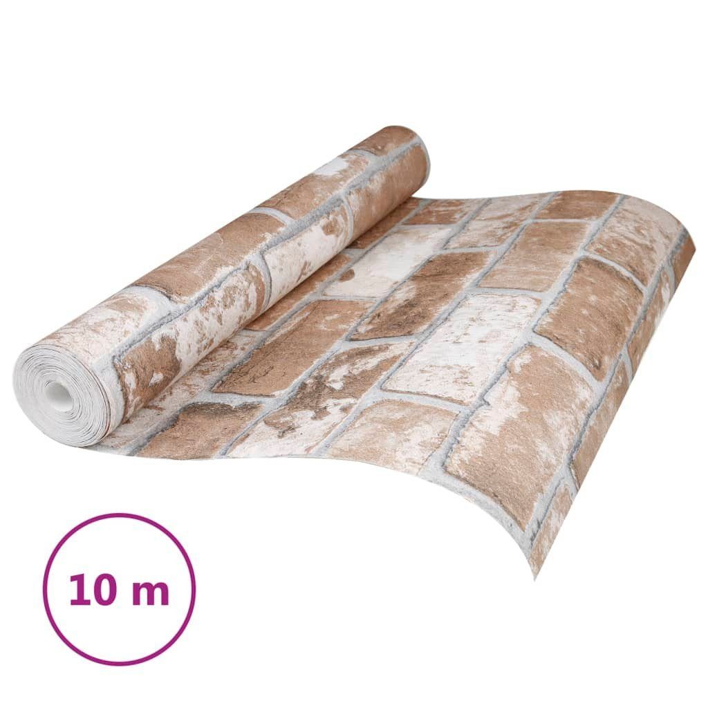 vidaXL Fototapete Vliestapete 3D Backstein-Optik Braun günstig online kaufen