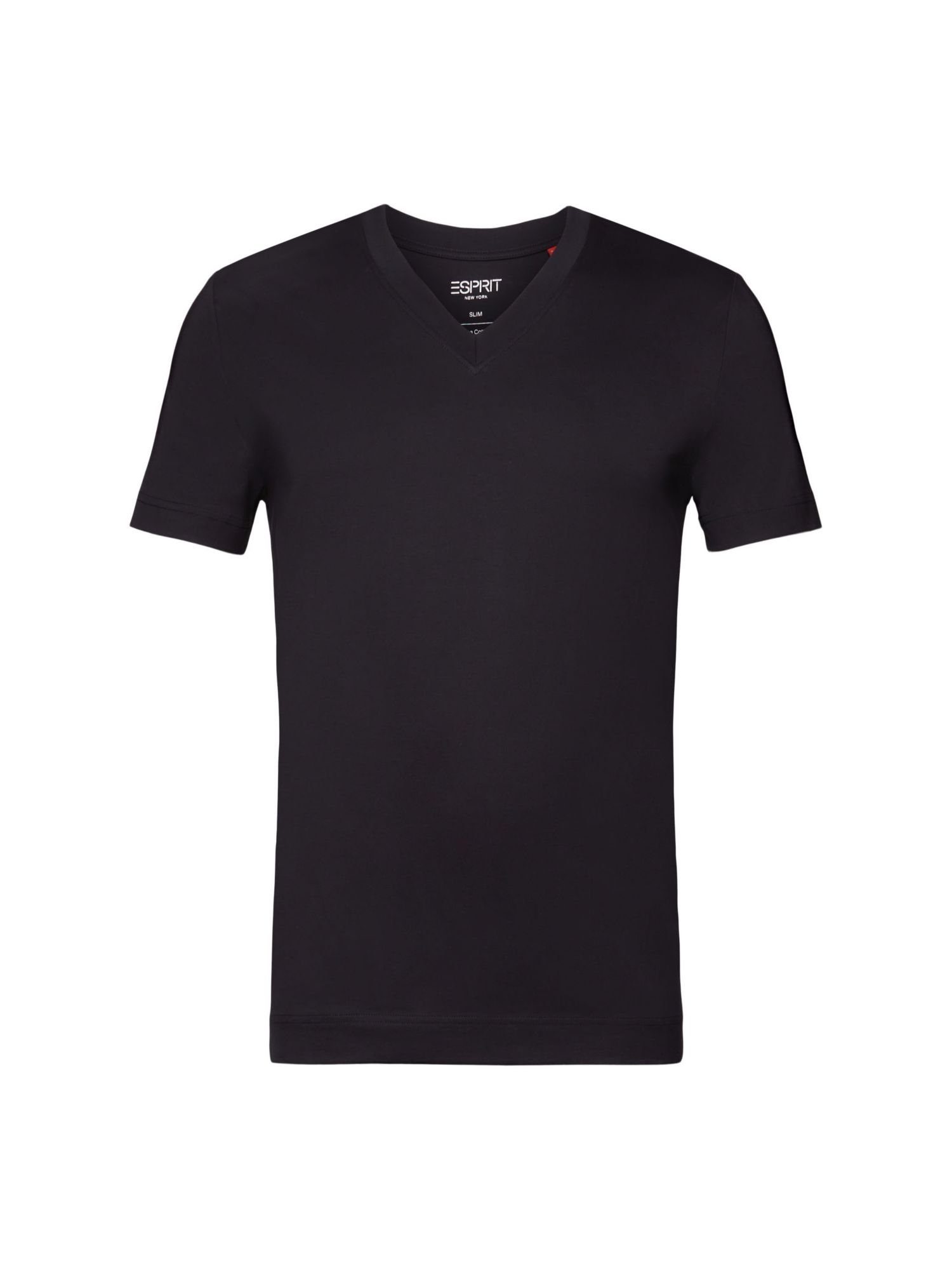Esprit Collection T-Shirt Jersey-T-Shirt mit V-Ausschnitt, 100 % Baumwolle (1-tlg) BLACK