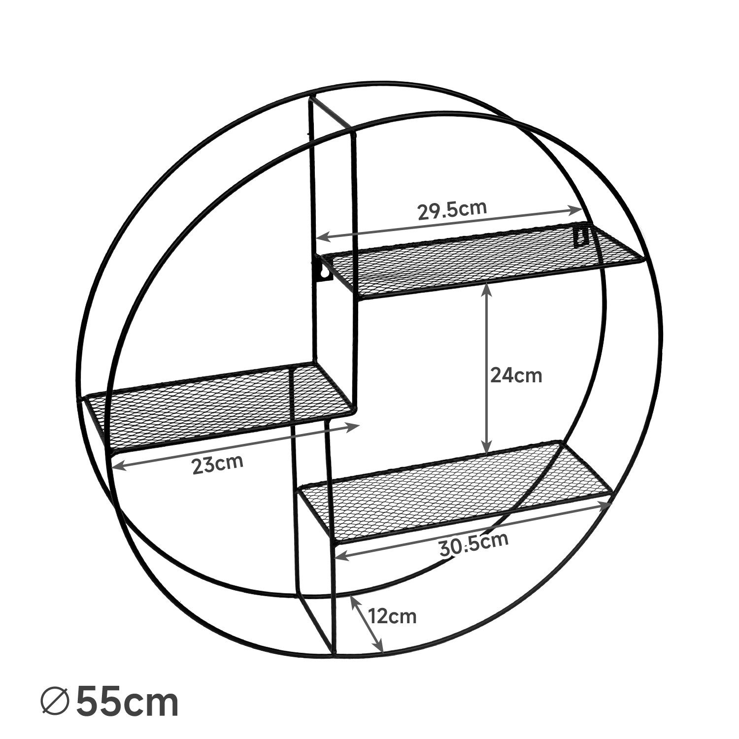 OSTWOLKE Wandregal Rundes Hängeregal mit 3 Ablagen für Aufbewahrung Wanddek günstig online kaufen