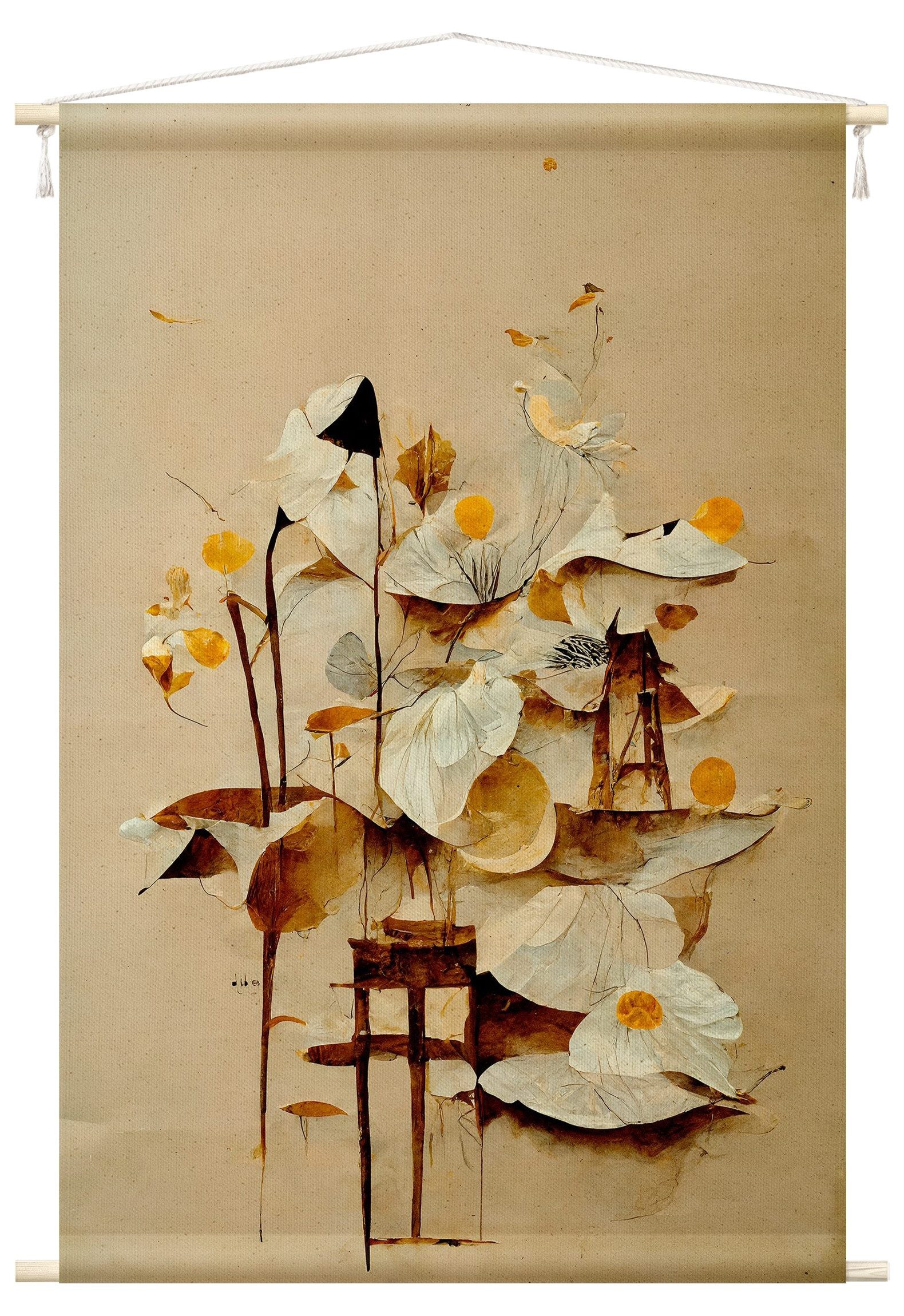 Wandteppich modern Blumen Abstrakt braun