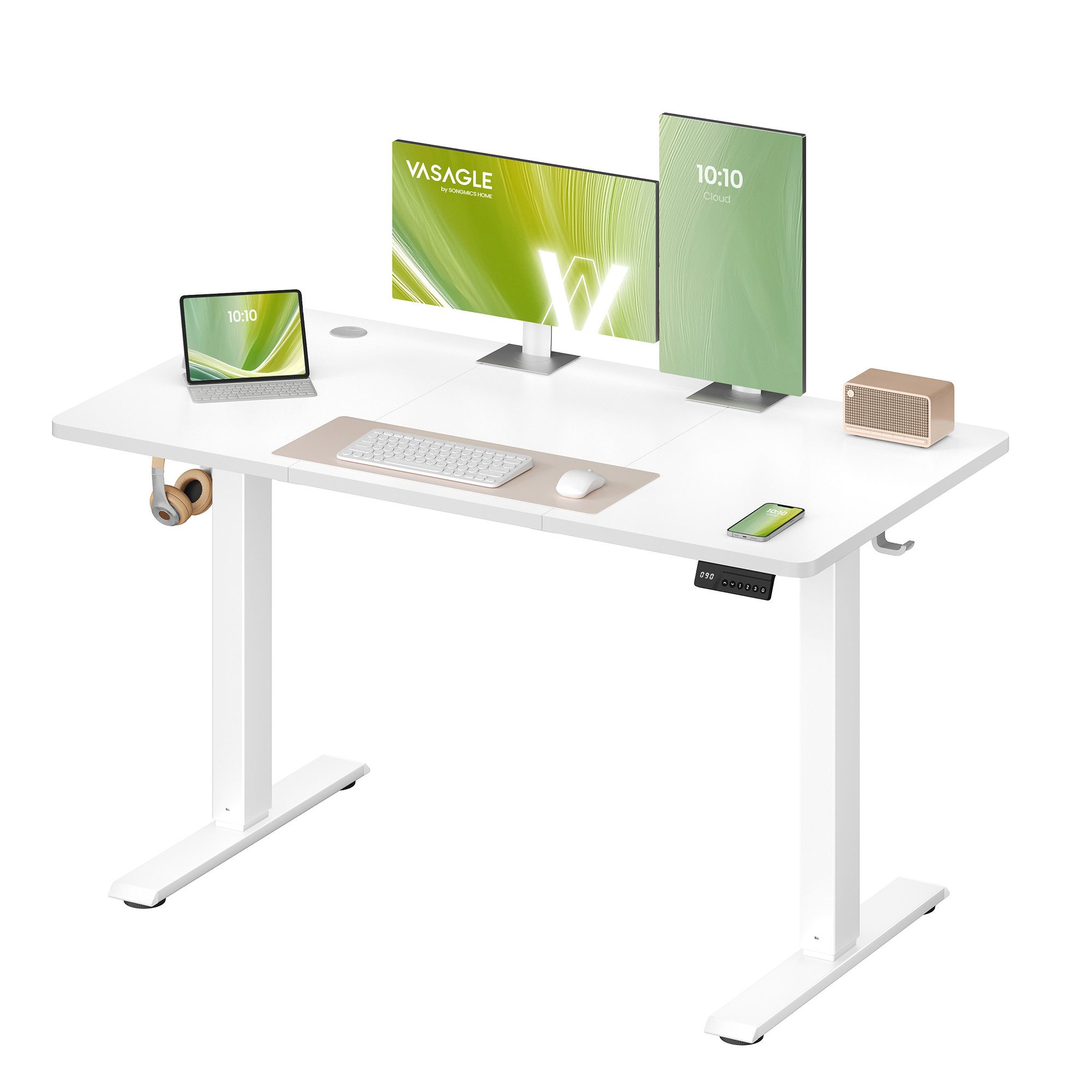 VASAGLE Schreibtisch Höhenverstellbarer, Stehtisch, Computertisch, Erinnerung bei langem Sitzen, Memory-Funktion mit 4 Höhen