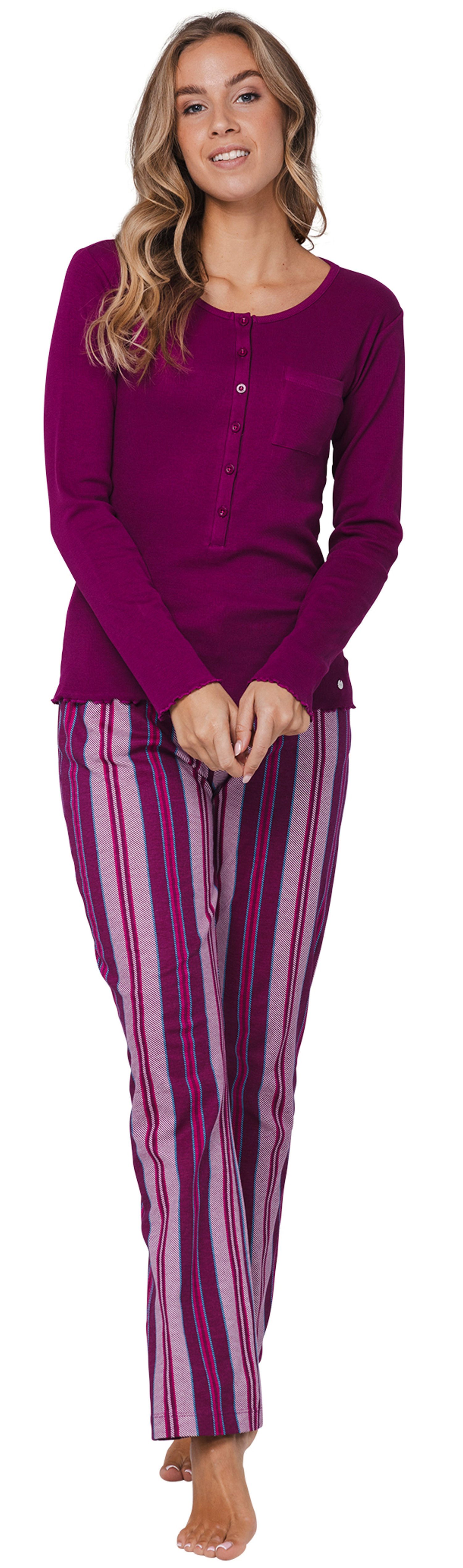 Rebelle Schlafanzug Damen Pyjama lang (2 tlg) Modisches Design