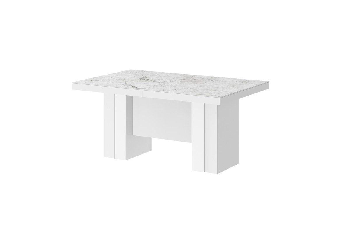 designimpex Esstisch Design Esstisch Tisch cm XXL 160 HLA-111 400 - Marmoroptik Weiß ausziehbar Hochglanz Hochglanz bis Hochglanz