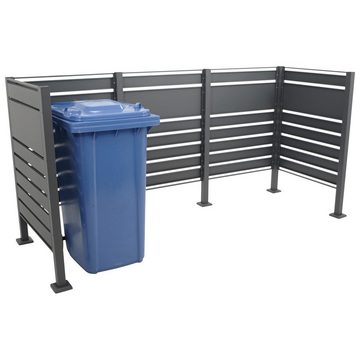 DEGAMO Mülltonnenbox Sichtschutz LÜBECK, für 3 Tonnen bis 240 Liter, Metall anthrazit