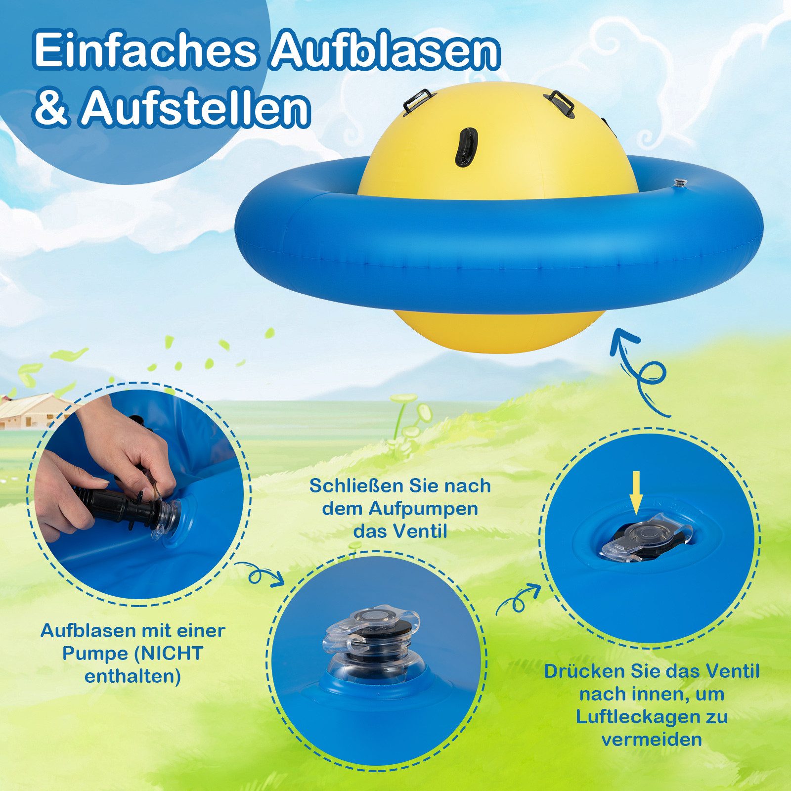 COSTWAY Hüpfball Kuppelwippe Schaukelspielzeug, mit 6 Griffe