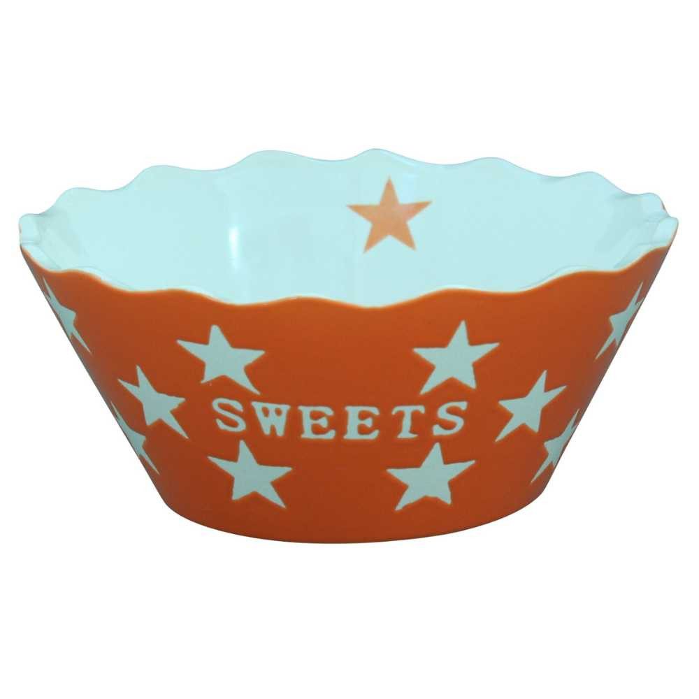 Krasilnikoff Schale Krasilnikoff SWEETS Schale ORANGE mit weißen Sternen