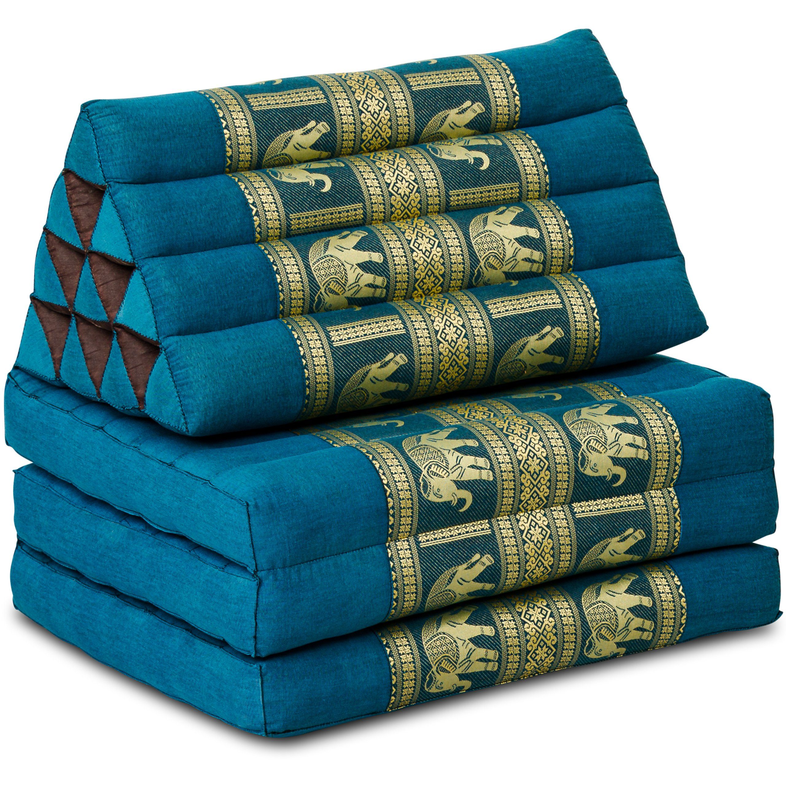 vegan livasia Sitzsack Thaikissen (Deluxe) 3 Auflagen und handgefertigt, hellblau 175x55x8cm, Kapok