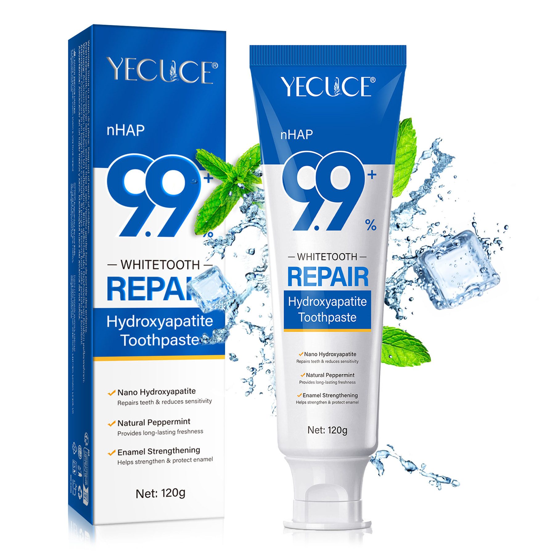 ALIVER Zahnpasta Hydroxylapatit 9.9+% Aufhellende Zahncreme Reparatur Zahnschmelz, (1-St) Aufhellende Zahncreme, Zahnpasta, Zahnweiß