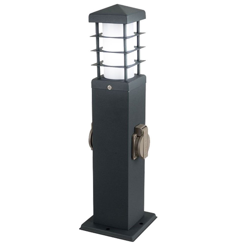 V-TAC LED Außen-Stehlampe, Leuchtmittel inklusive, Warmweiß, Sockelleuchte Außenlampe Stromverteiler E27 Edelstahl anthrazit LED