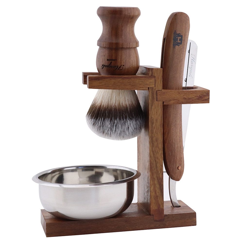 Rasierset Hochwertiges Rasier-Set aus Holz für Herren – Rasierpinsel, Rasierer