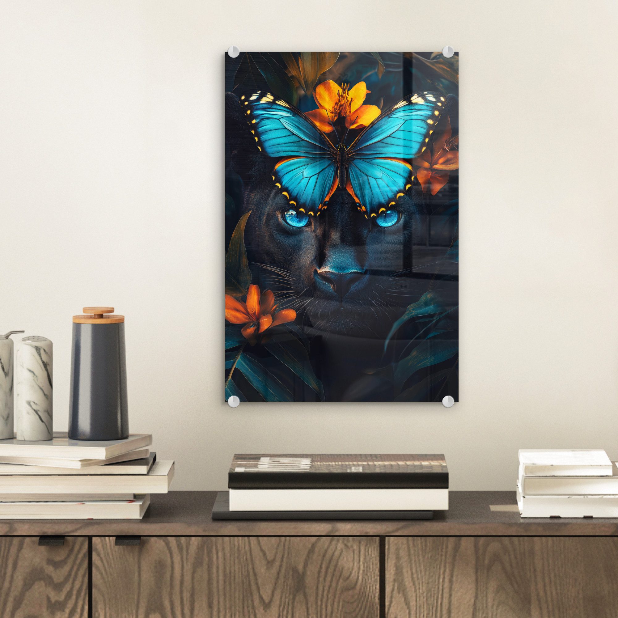 MuchoWow Acrylglasbild Panther - Schmetterling - günstig online kaufen