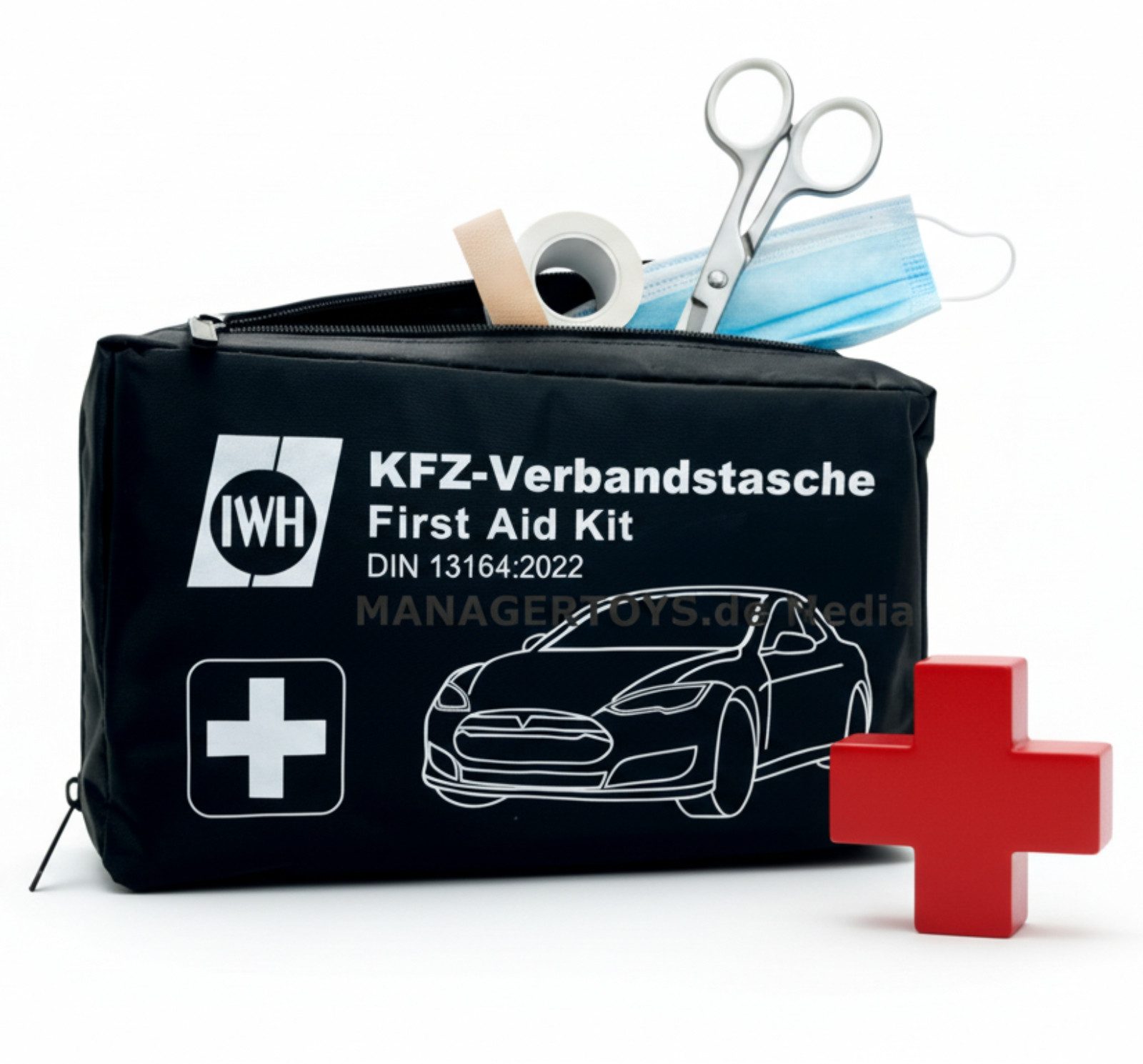 IWH KFZ-Verbandtasche Erste Hilfe Verbandszeug aktuelle DIN Norm lange steril