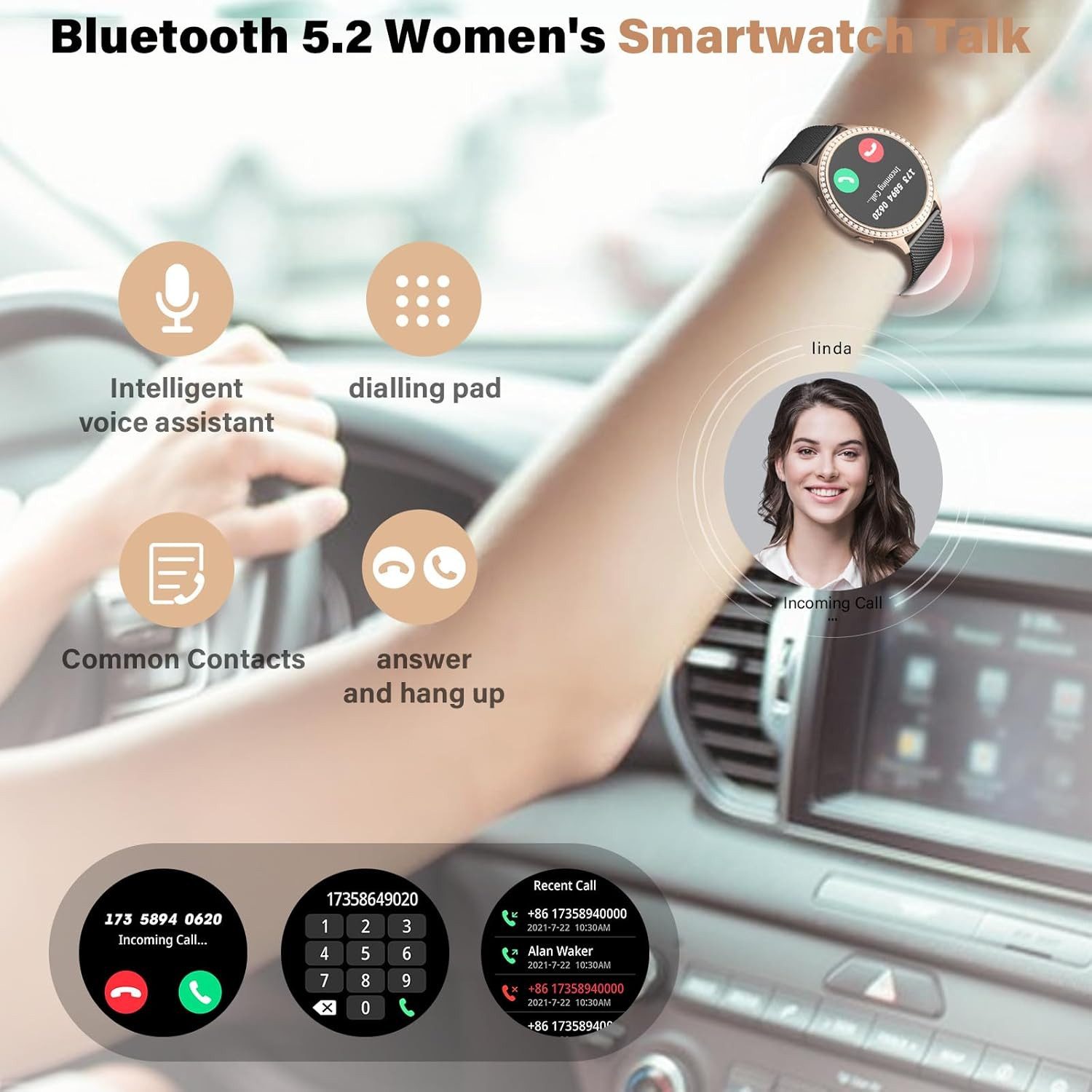 RifePhi AK53 Smartwatch (3,3 cm, android ios), Intelligente Damen Smartwatch mit Gesundheitsfunktionen