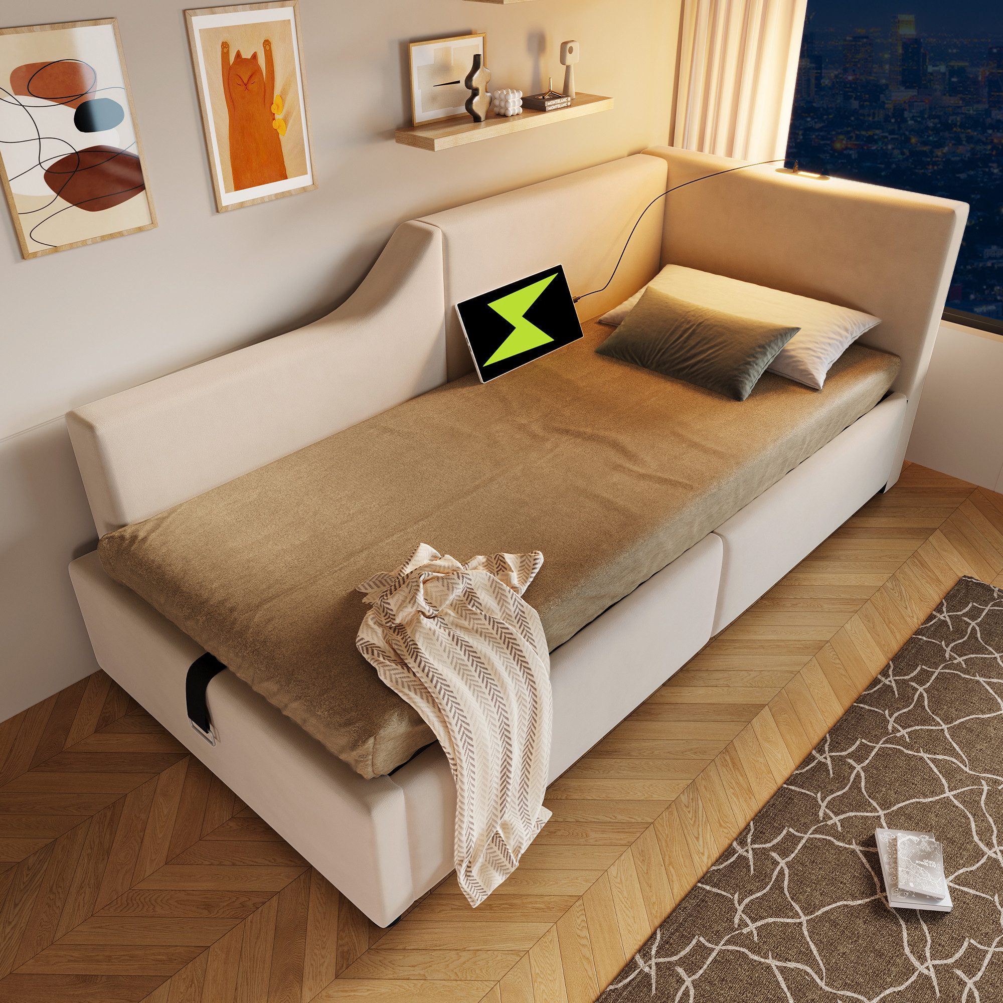 TavilaEcon Boxspringbett mit Leselichtfunktion und USB günstig online kaufen