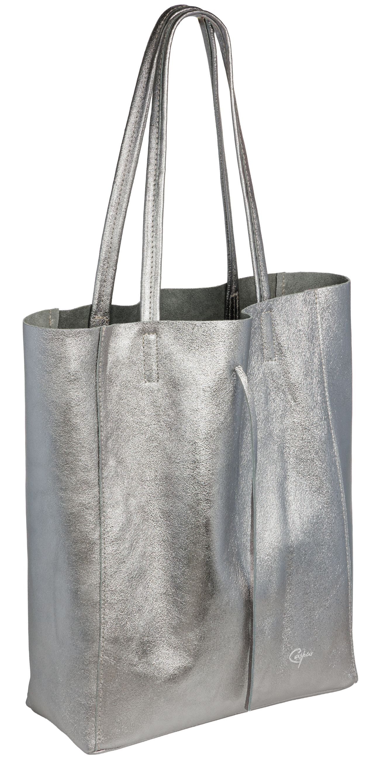 Caspar Schultertasche Großer Damen Leder Shopper Metallic - CLASSIC LINE - günstig online kaufen