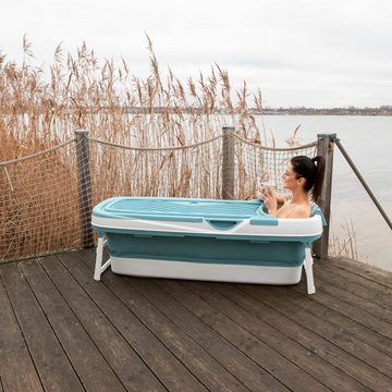 Badewanne XXL faltbare Badewanne 158x60x53 cm mit Kissen, Erwachsene & Kinder, max. 300 Liter, mobile Klappbadewanne für Badezimmer, Dusche und Balkon, foldable bathtub, klappbare Wanne, (1-tlg), klappbar