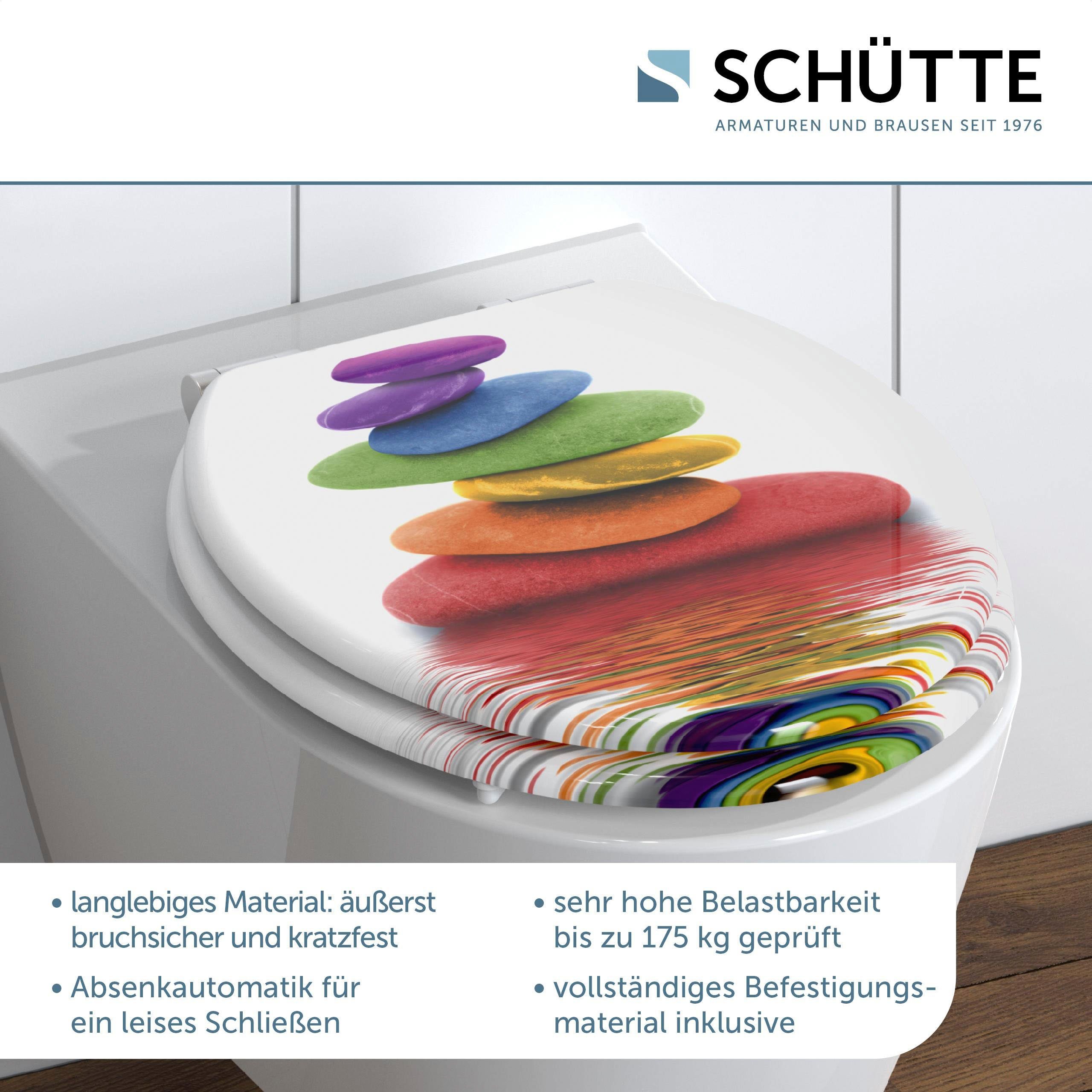 Schütte WC-Sitz Colorful Stones, mit Absenkautomatik und Holzkern, MDF