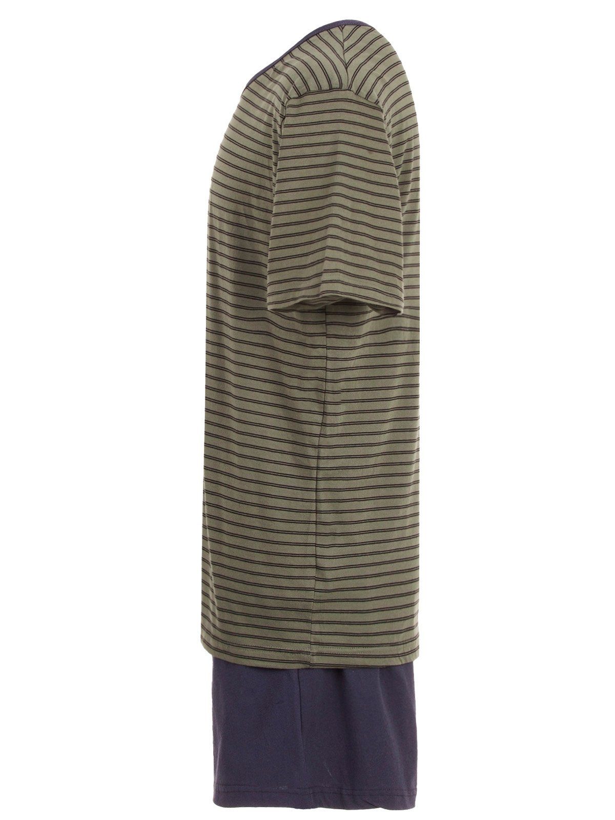 Henry Terre V-Neck Pyjama - Schlafanzug Shorty Set khaki