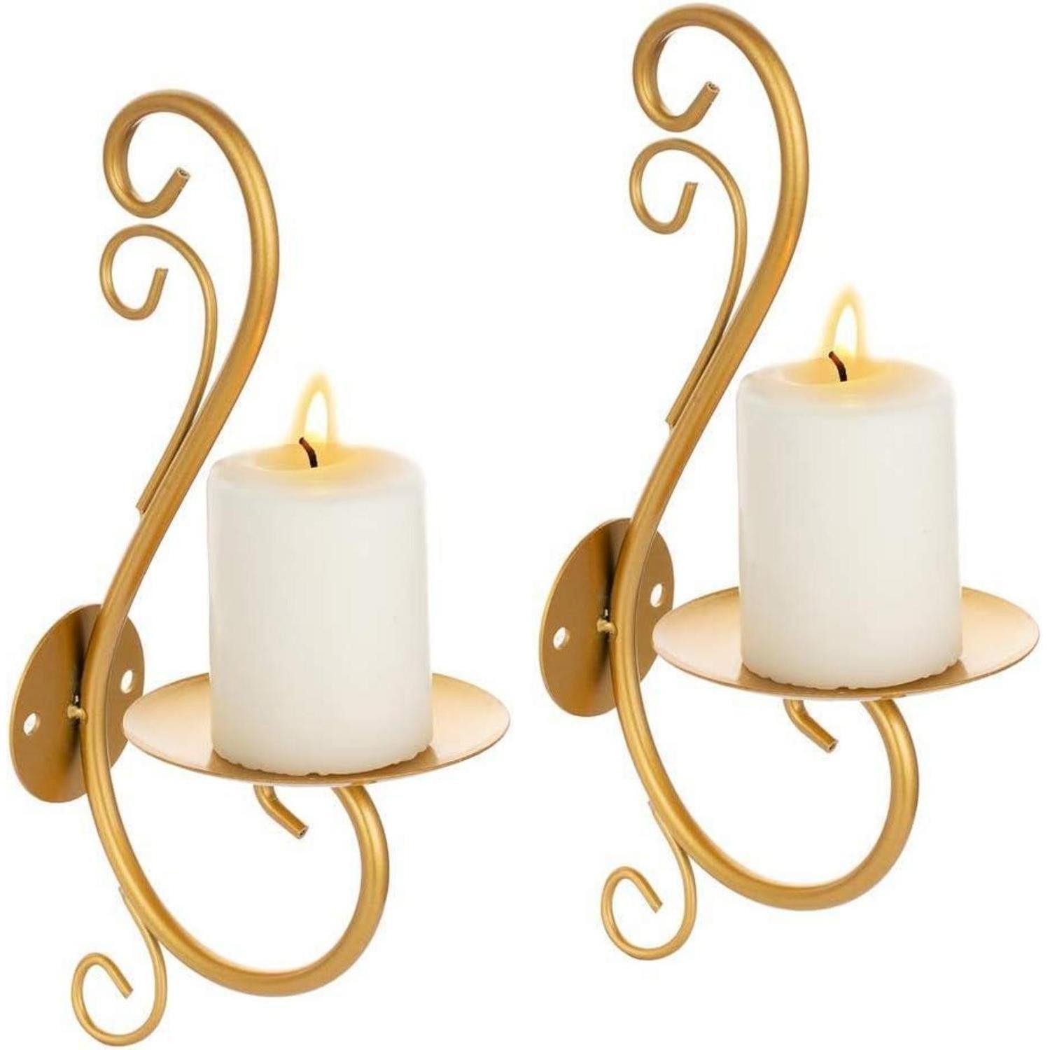 LuxusKollektion Wandkerzenhalter Kerzenhalter Wand Teelichthalter Metall 2 Stück Klein Gold
