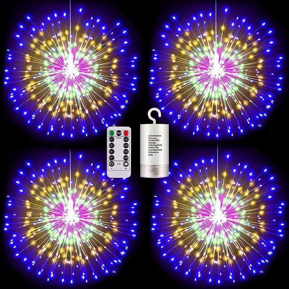 Hängestern 8 Mehrfarbig Lichterkette Laybasic Lichterketten,200LEDs, LED-Lichterkette,LED Lichterkette Feuerwerk Modi,Fernbedienung,IP67,Kupferdraht