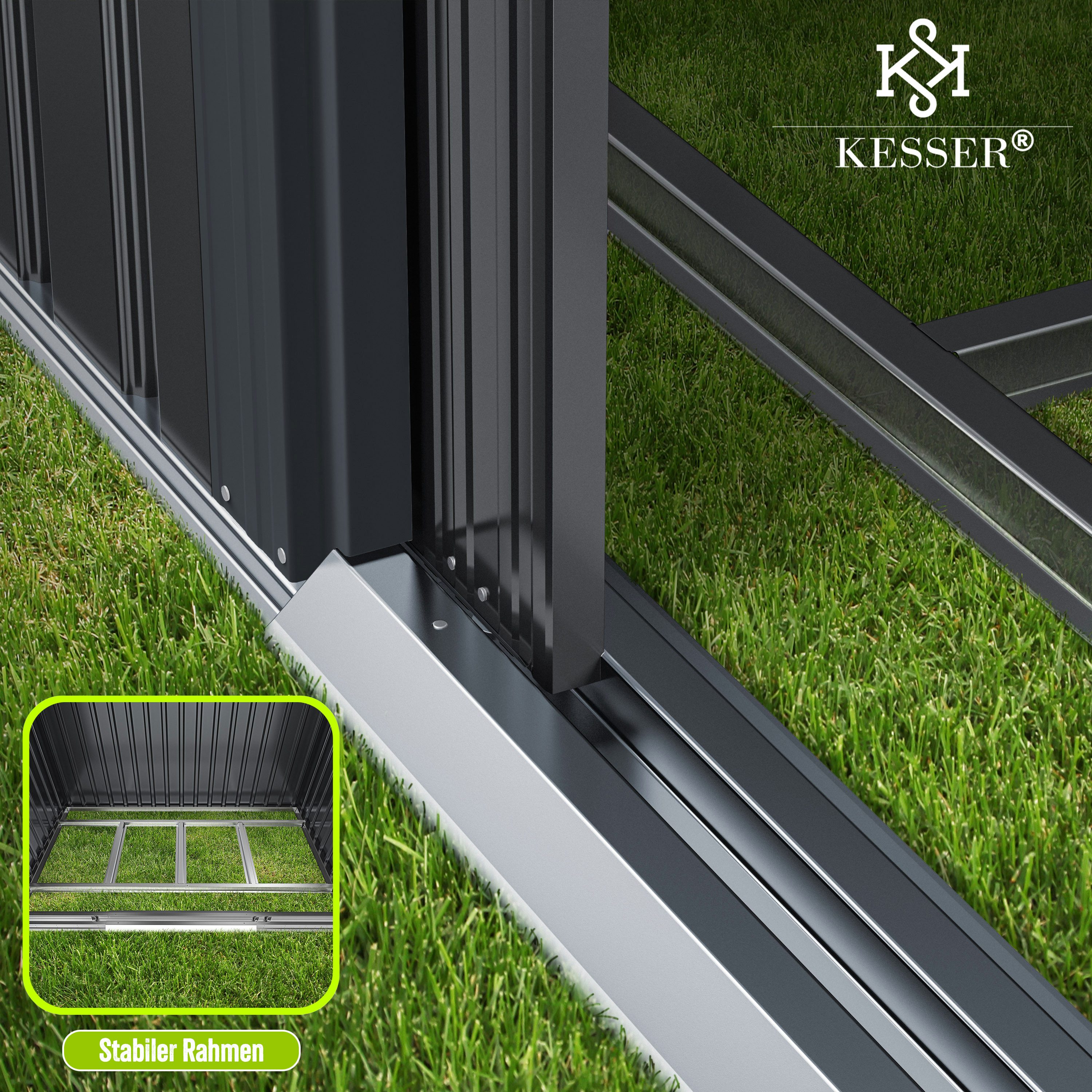 KESSER Gartenhaus, BxT: 132x132 cm, XL Metall Gerätehaus 4,2m³ mit Fundament 195x131x186cm