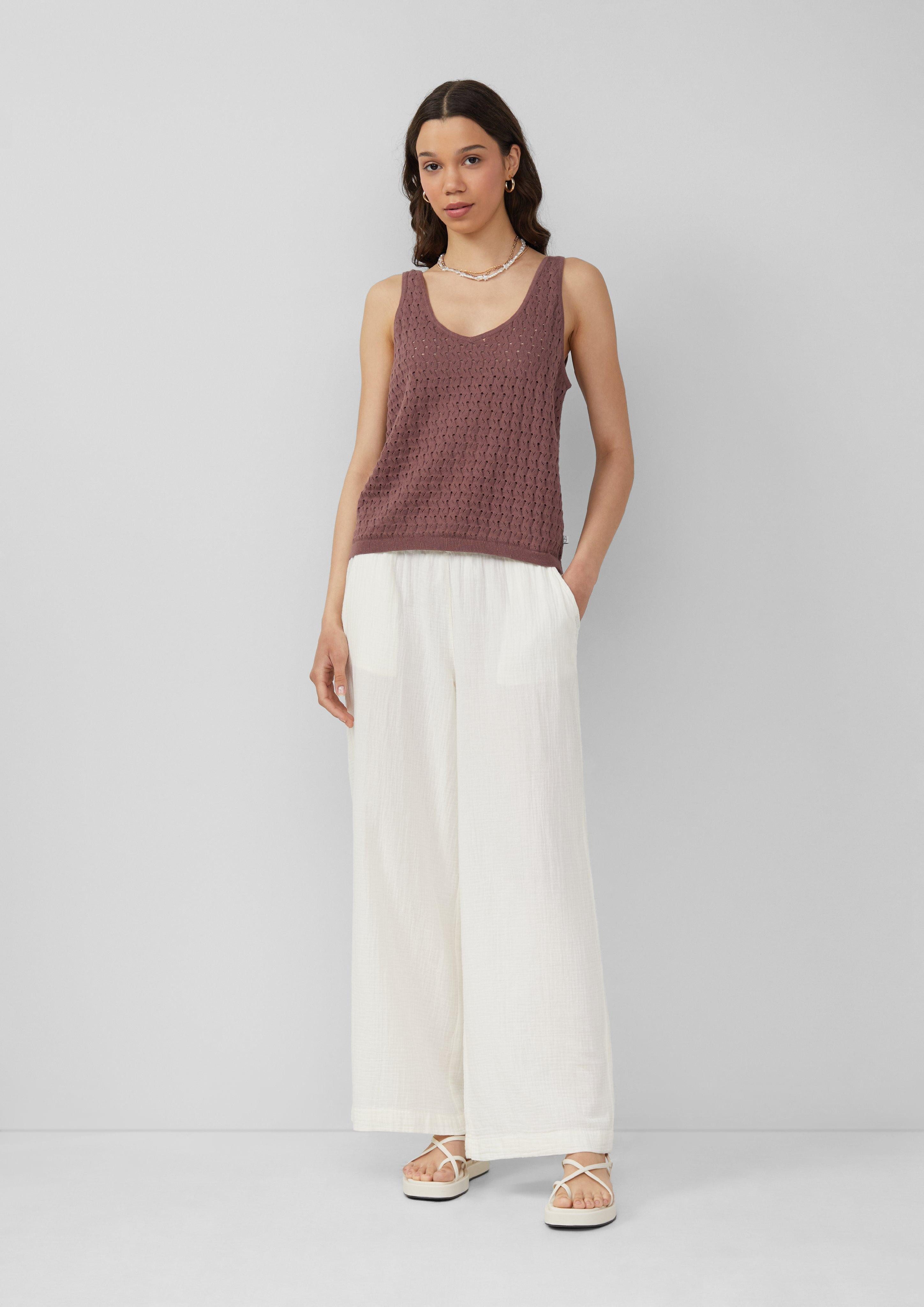 QS Stoffhose Musselin-Hose mit weitem Bein günstig online kaufen
