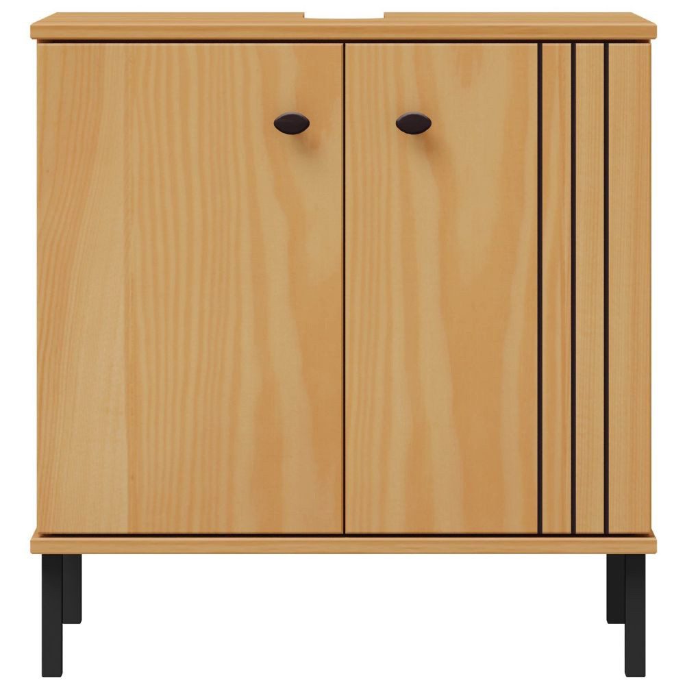 Lomadox Waschbeckenschrank WILLOW-69 Kiefer Massivholz eichefarbig lackiert 62x65x40 cm