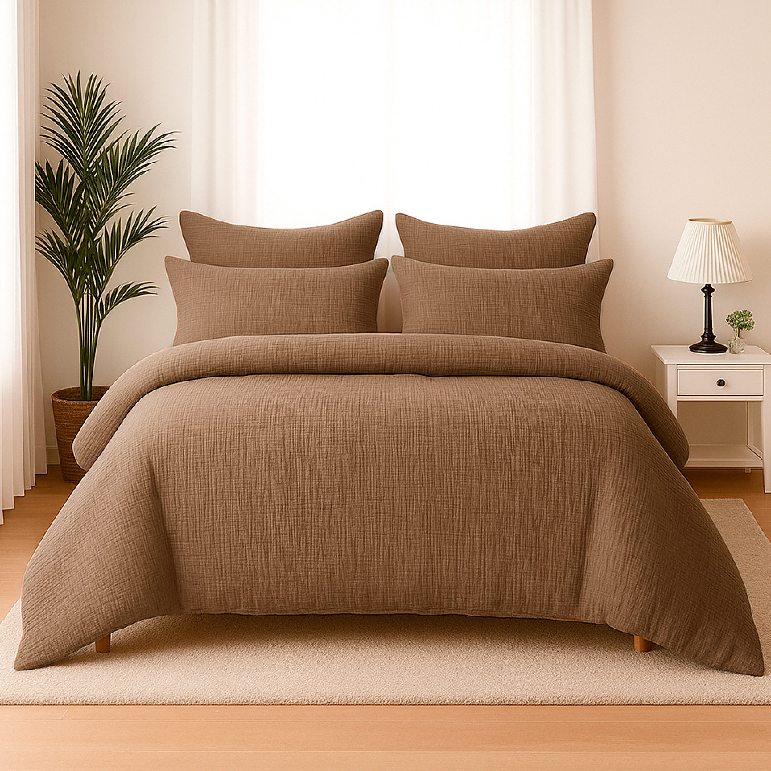 Wolkenfeld Bettwäsche Wolkenfeld Premium Musselin mit Reißverschluss, Musselin, 2 teilig, aus 100% Baumwolle – Atmungsaktiv & Weich – inkl. Kissenbezug 80x80
